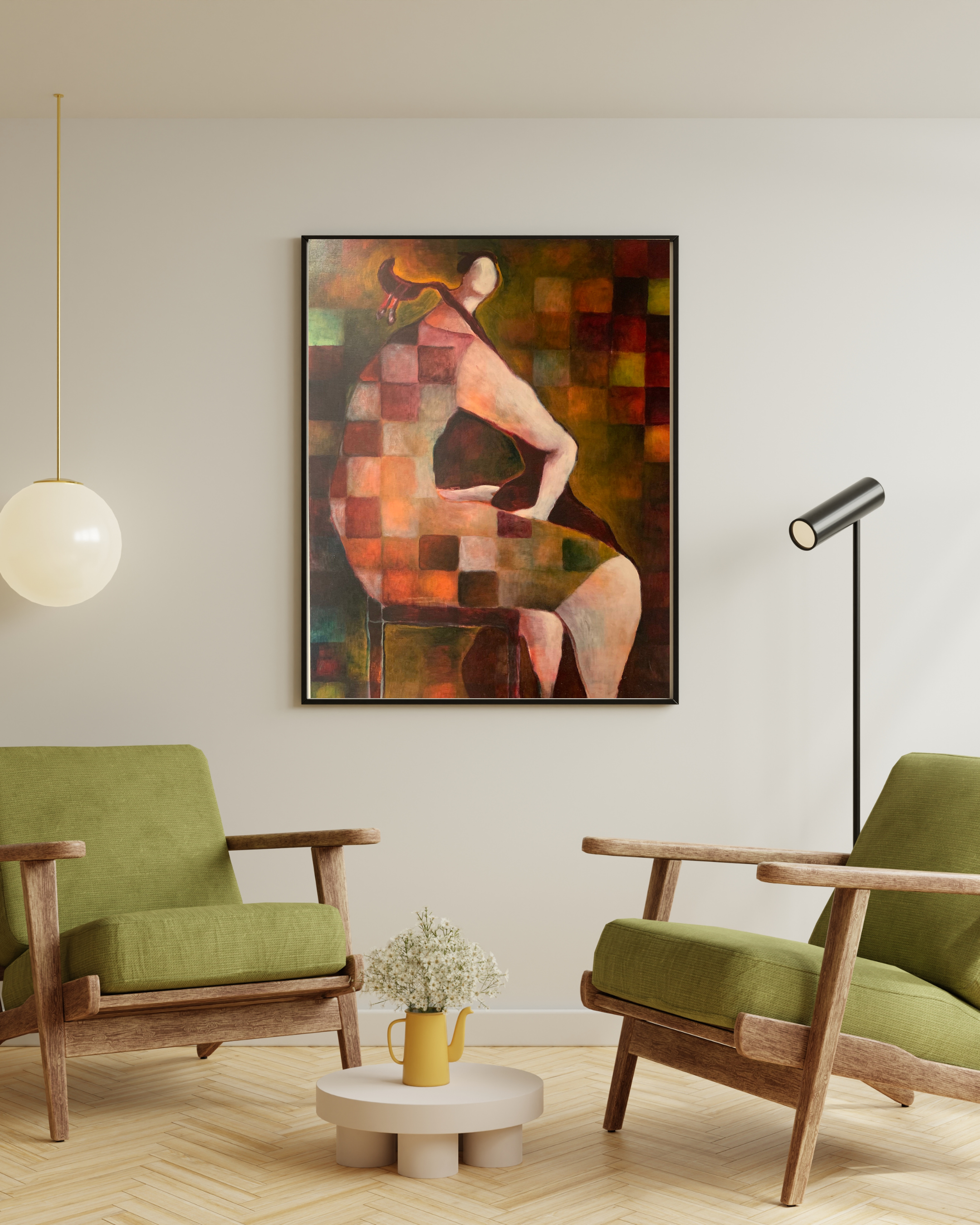 Green beige wall frame