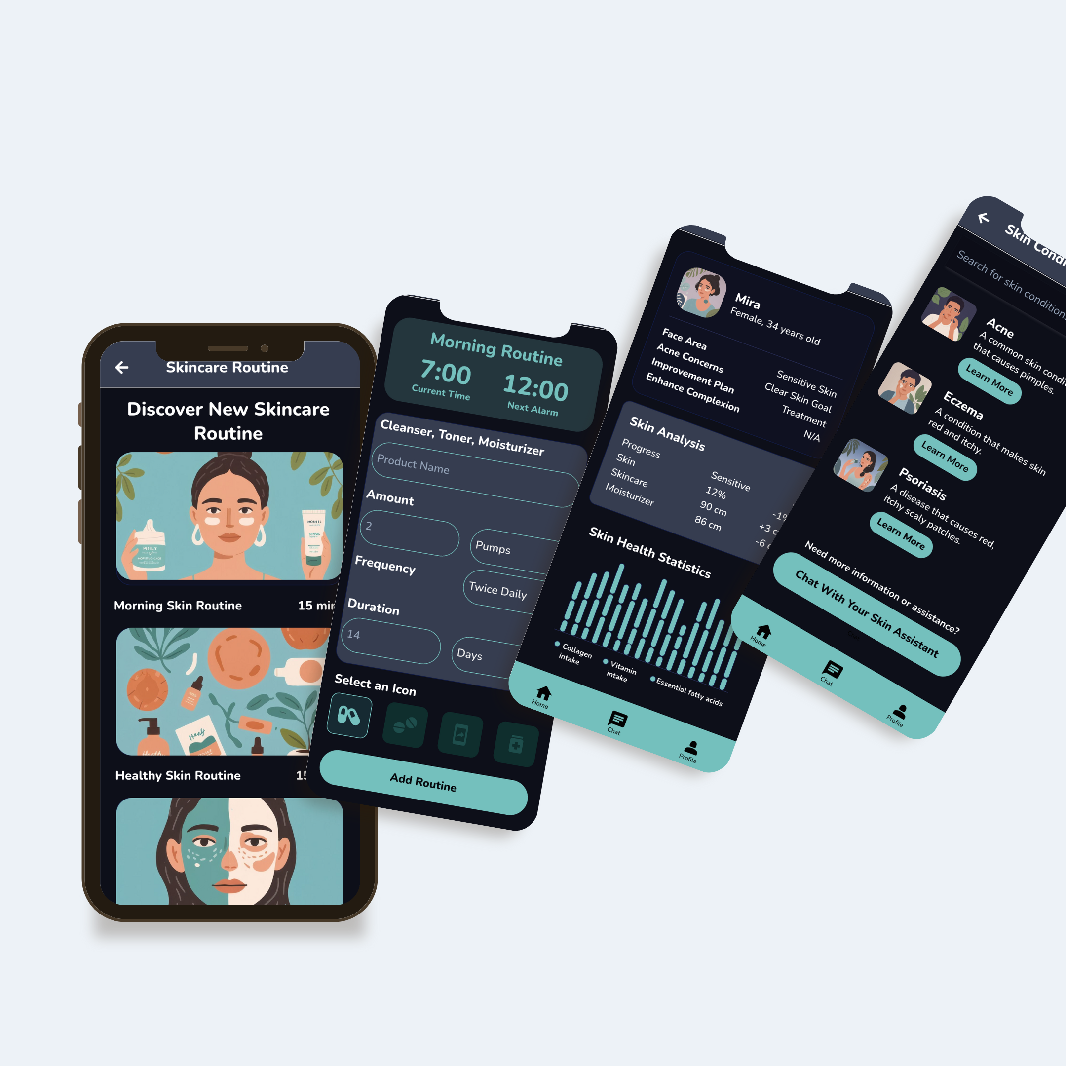 Skincare routine screens