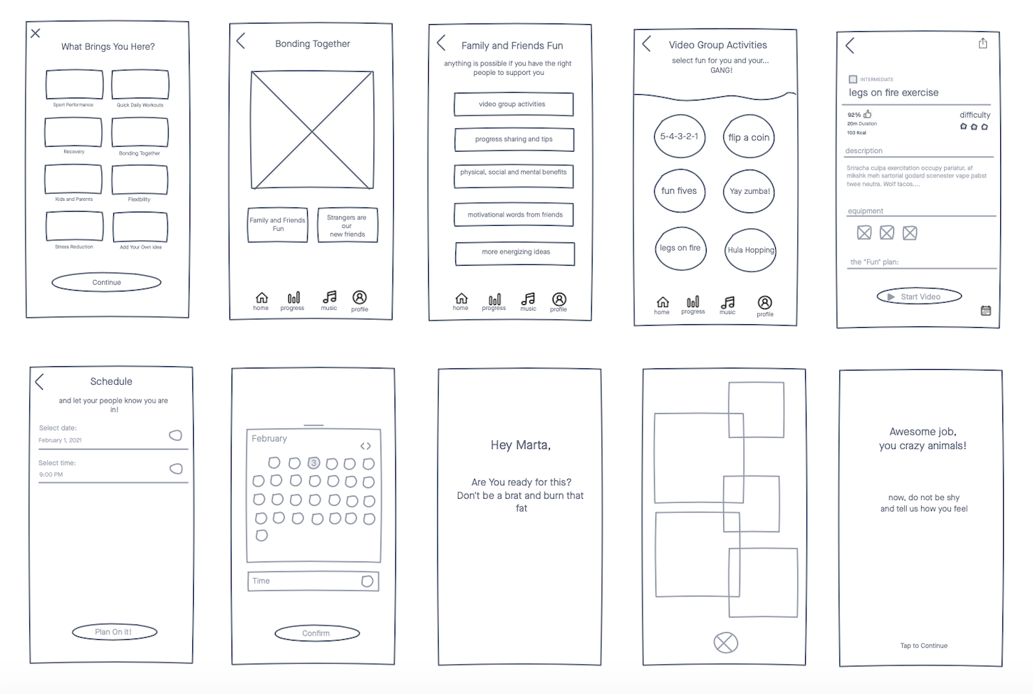 Activelyy rough drafts wireframes